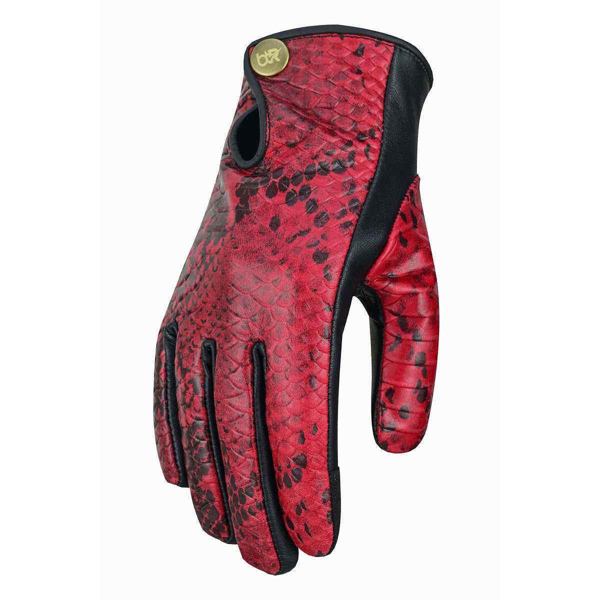 Women Python Snake Embossed Leather Dress Gloves