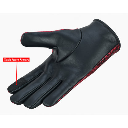 Women Python Snake Embossed Leather Dress Gloves