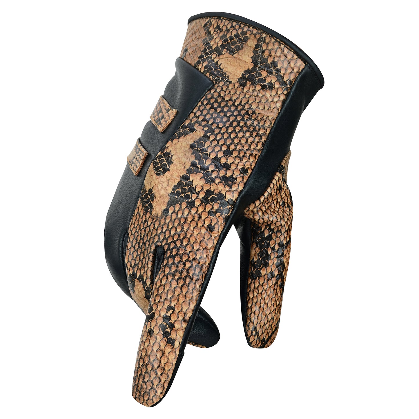 Women Python Snake Embossed Leather Dress Gloves