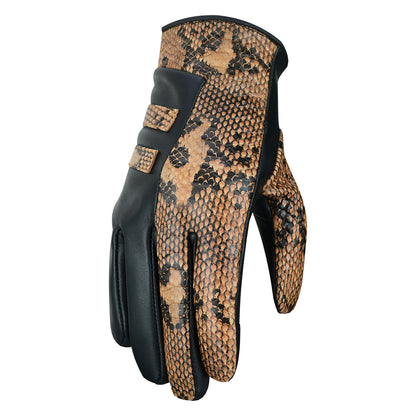 Women Python Snake Embossed Leather Dress Gloves