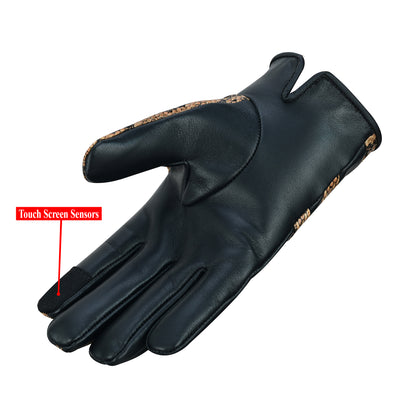 Women Python Snake Embossed Leather Dress Gloves