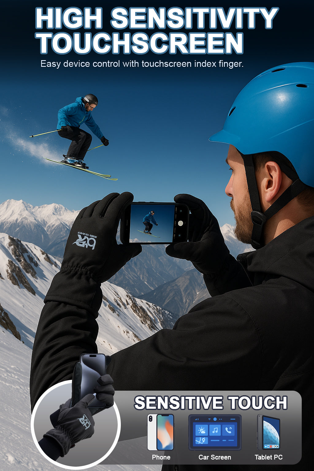 Ski Gloves - Snow Gloves - Waterproof Gloves for Men & Women, Waterproof Winter Gloves