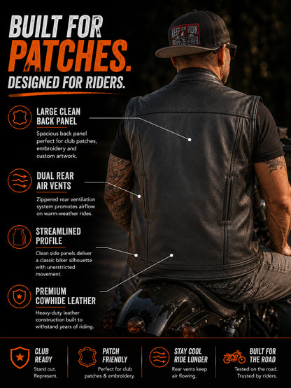 Men's Premium Cowhide Leather Motorcycle Jacket – Convertible Zip-Off Sleeve Vest
