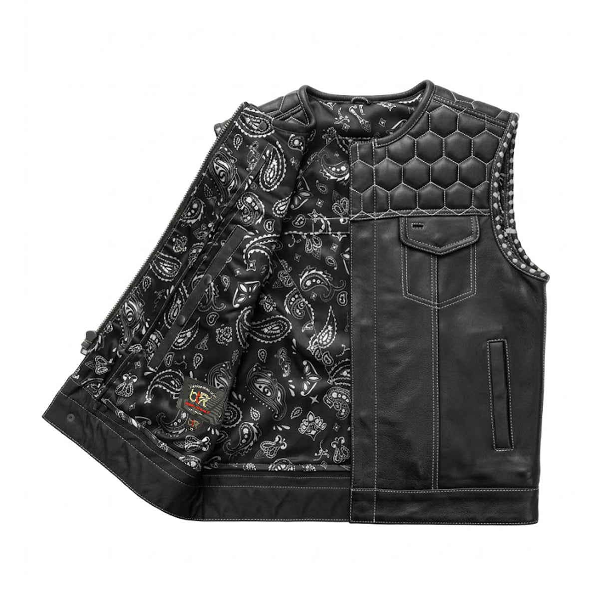 Revline - Men's Club Style Leather Motorcycle Vest