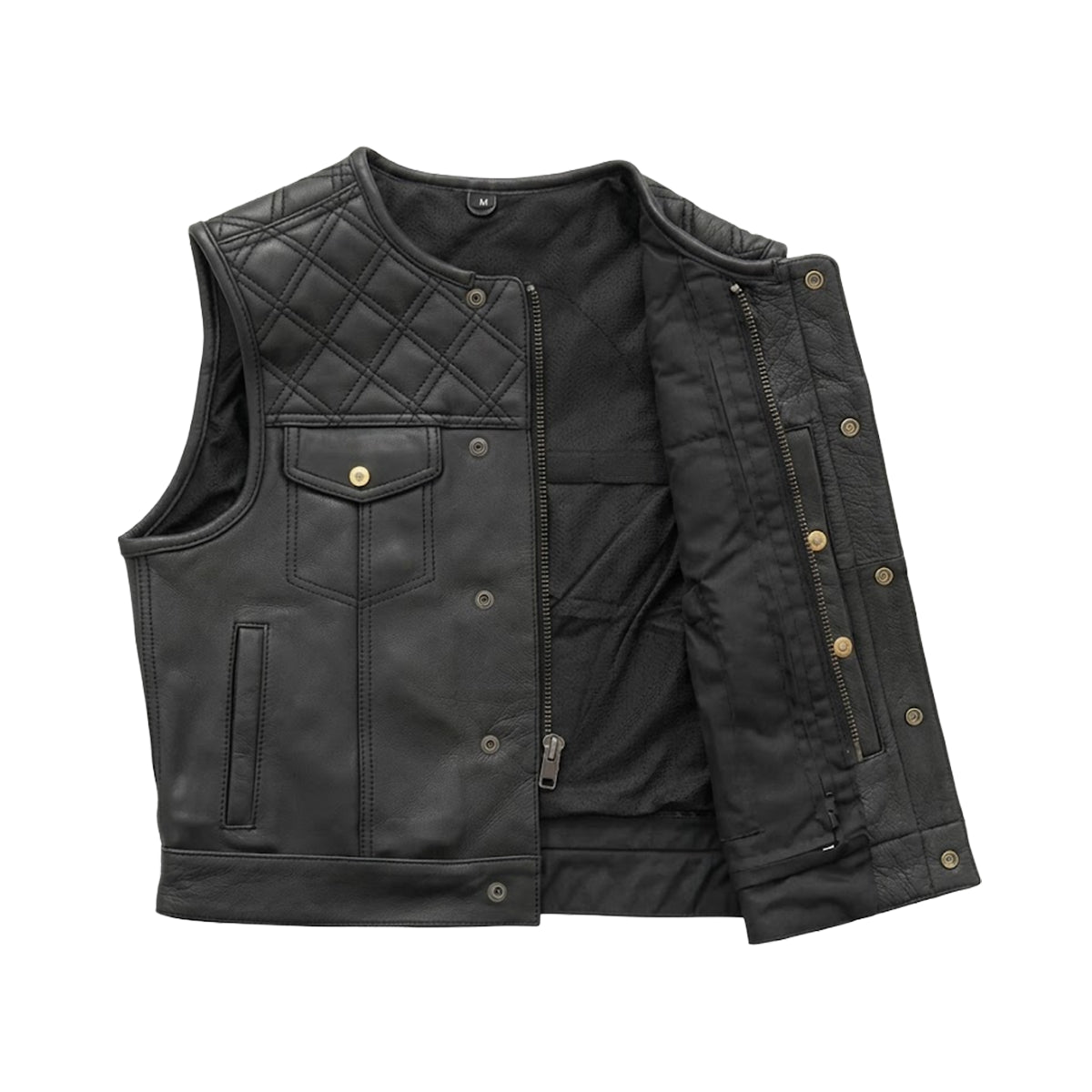 Rideplate - Men's Club Style Leather Motorcycle Vest