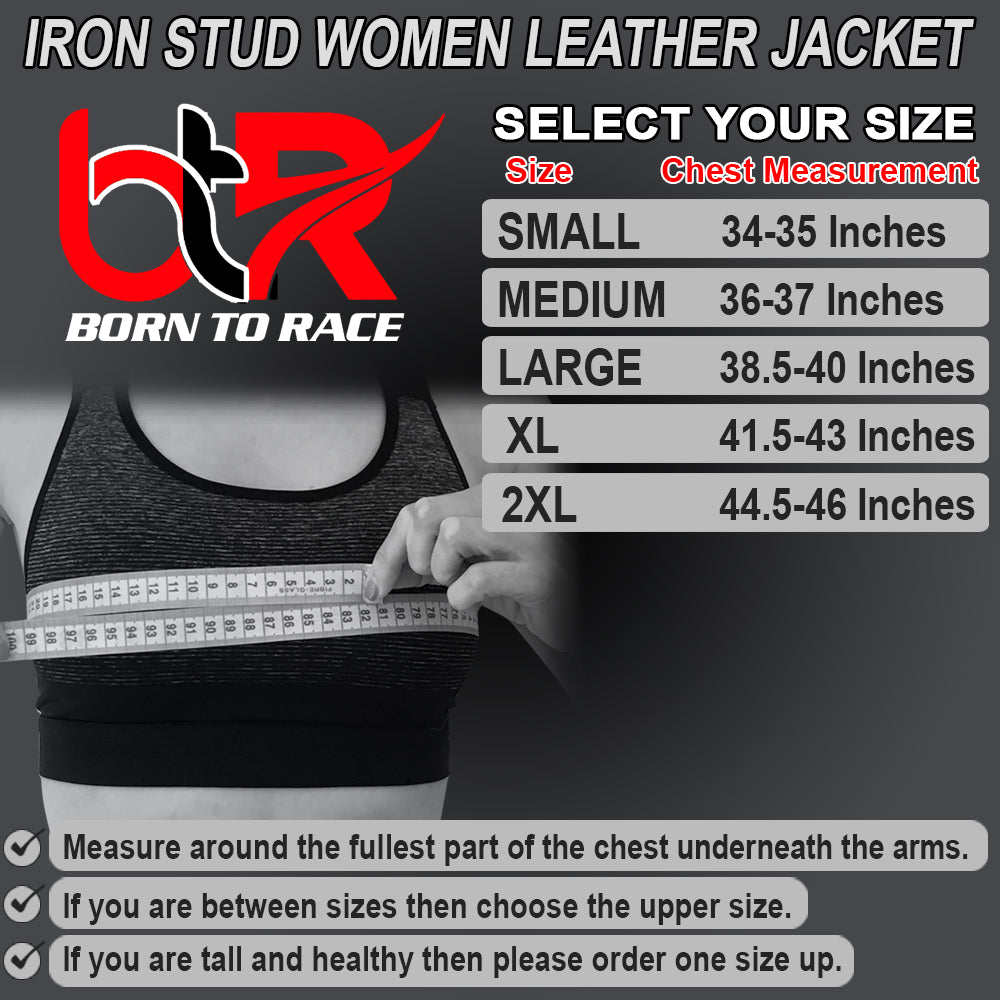 Iron Stud –Women’s Leather Motorcycle Brando Jacket
