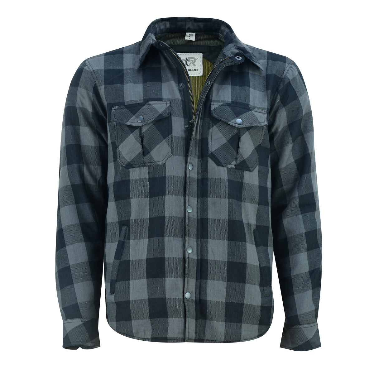 Men’s Motorcycle Shirt Kevlar Lined CE Approved Protectors on Elbows, Shoulders & Back