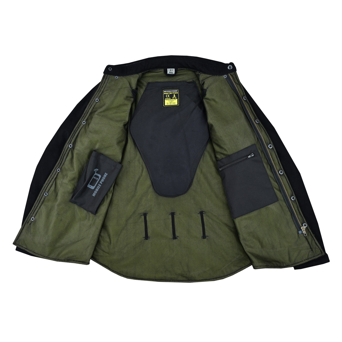 Men’s Motorcycle Shirt Kevlar Lined CE Approved Protectors on Elbows, Shoulders & Back