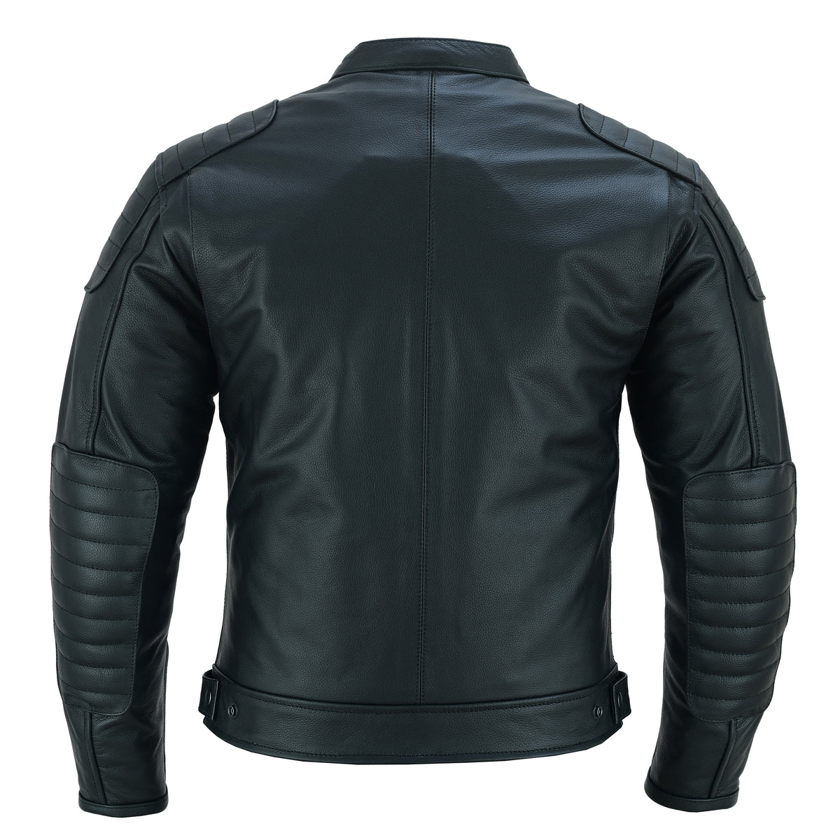 Men's Motorcycle Cowhide Leather Jacket Armor Pockets