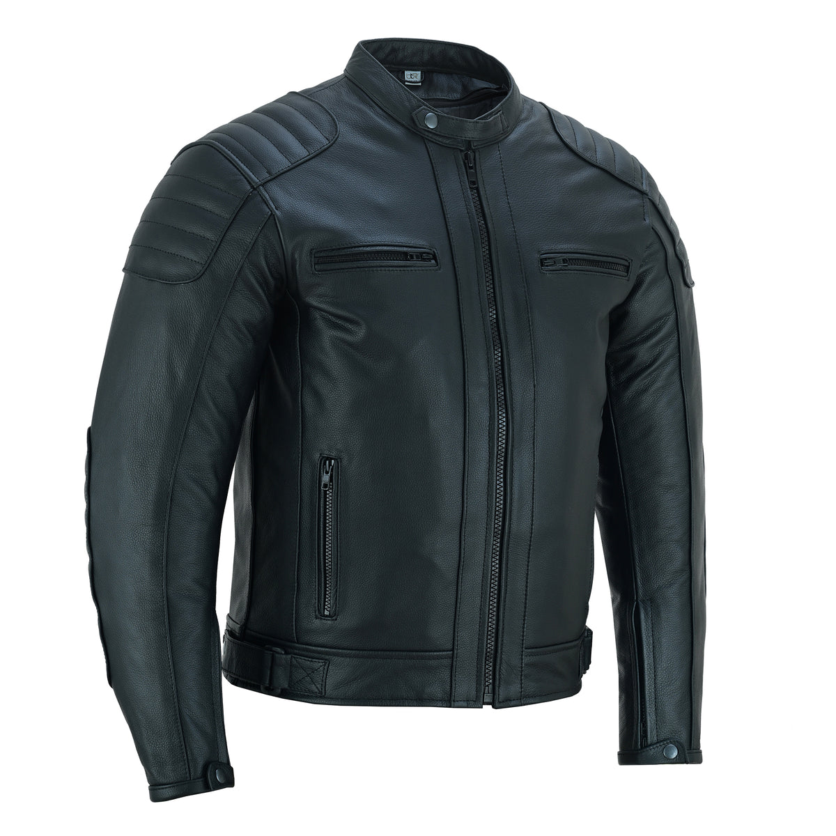 Men's Motorcycle Cowhide Leather Jacket Armor Pockets