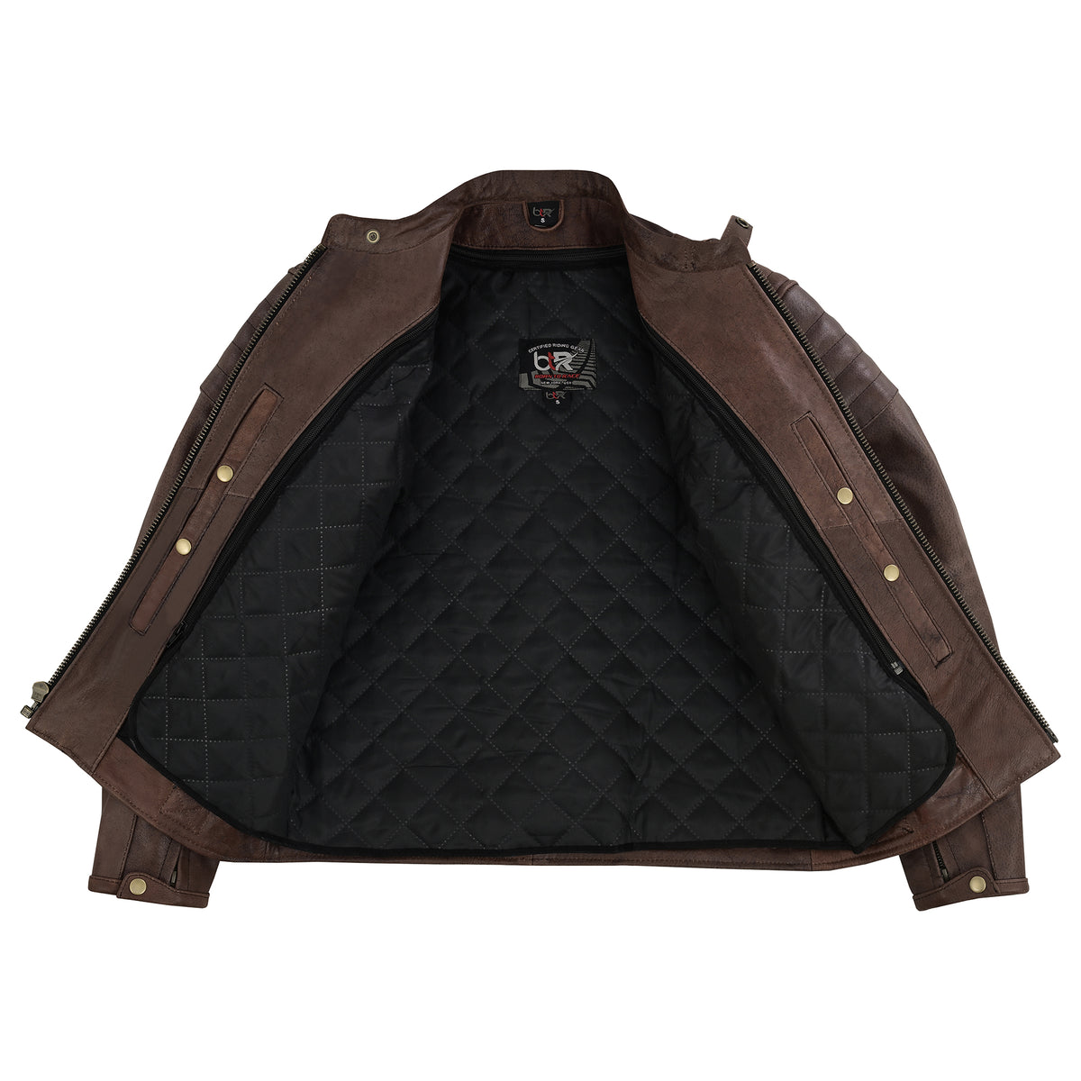 Men's Motorcycle Cowhide Leather Jacket Armor Pockets