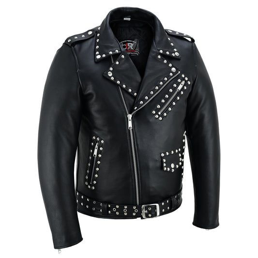 Men’s Leather Motorcycle Brando Steel Stud Jacket
