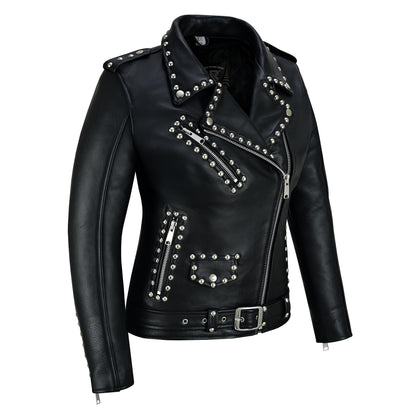 Iron Stud –Women’s Leather Motorcycle Brando Jacket
