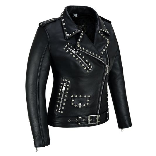 Iron Stud –Women’s Leather Motorcycle Brando Jacket