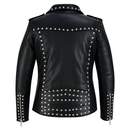 Iron Stud –Women’s Leather Motorcycle Brando Jacket