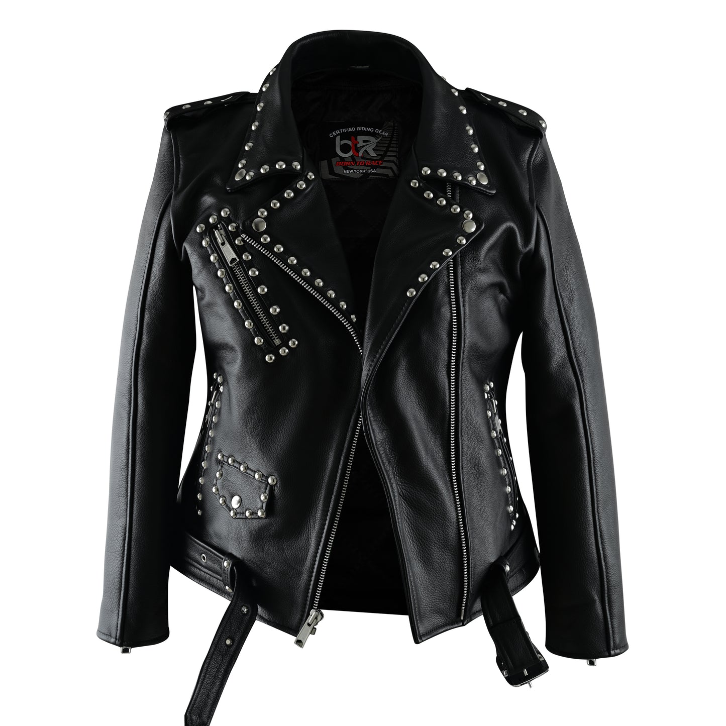 Iron Stud –Women’s Leather Motorcycle Brando Jacket