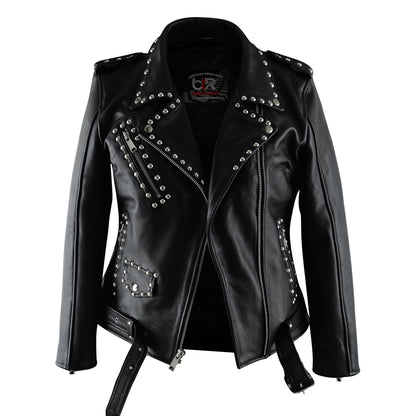 Iron Stud –Women’s Leather Motorcycle Brando Jacket
