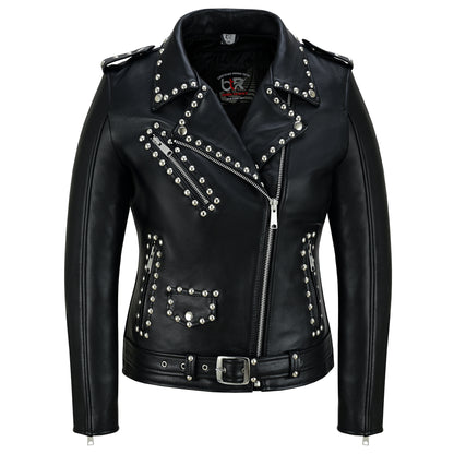 Iron Stud –Women’s Leather Motorcycle Brando Jacket