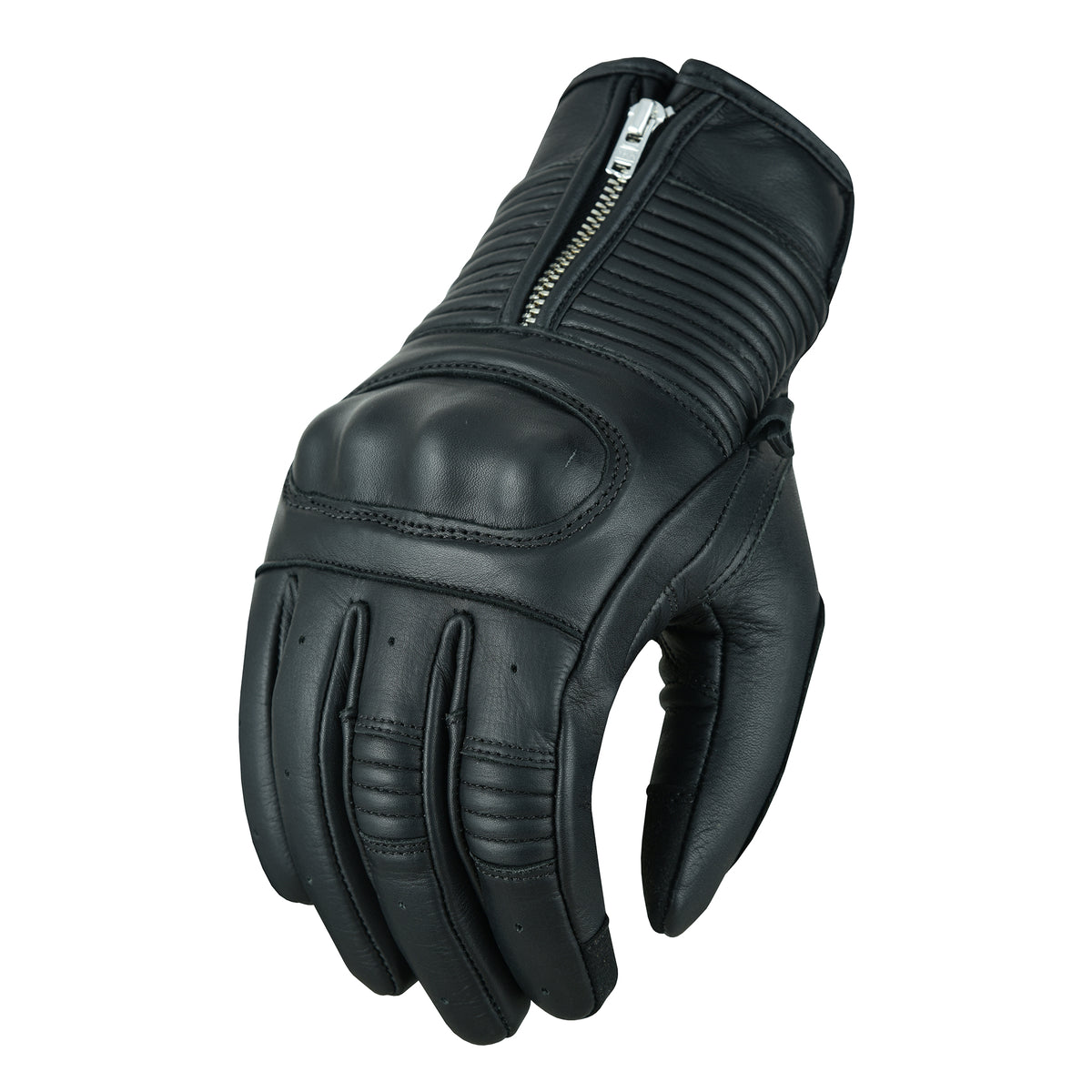 Men Motorcycle Leather Touchscreen Protective Knuckle Motorbike Zipper Gloves