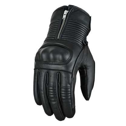 Men Motorcycle Leather Touchscreen Protective Knuckle Motorbike Zipper Gloves