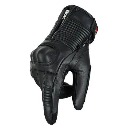 Men Motorcycle Leather Touchscreen Protective Knuckle Motorbike Zipper Gloves