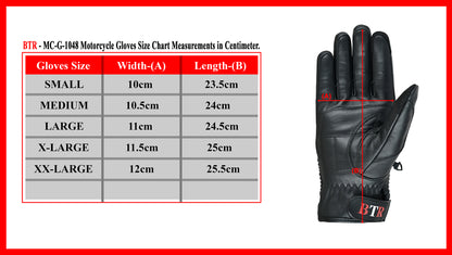 Men Motorcycle Leather Touchscreen Protective Knuckle Motorbike Zipper Gloves