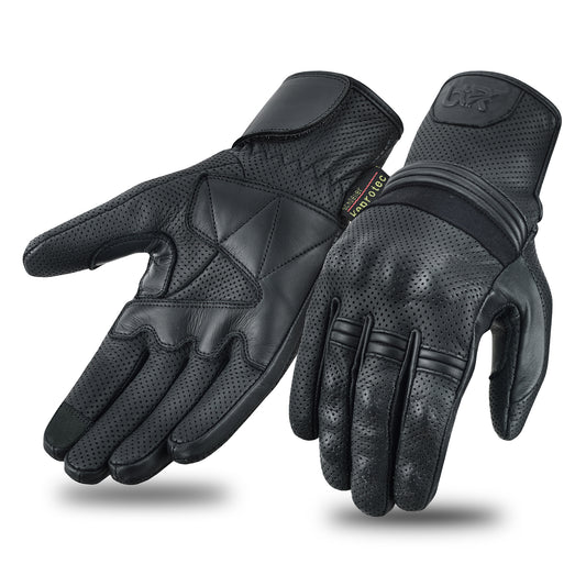 Motorcycle Motocross Touch Screen Perforated Leather Knuckle Protection Gloves