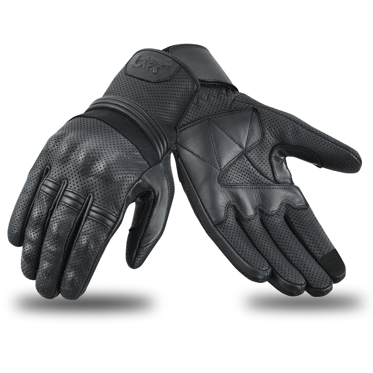 Motorcycle Motocross Touch Screen Perforated Leather Knuckle Protection Gloves