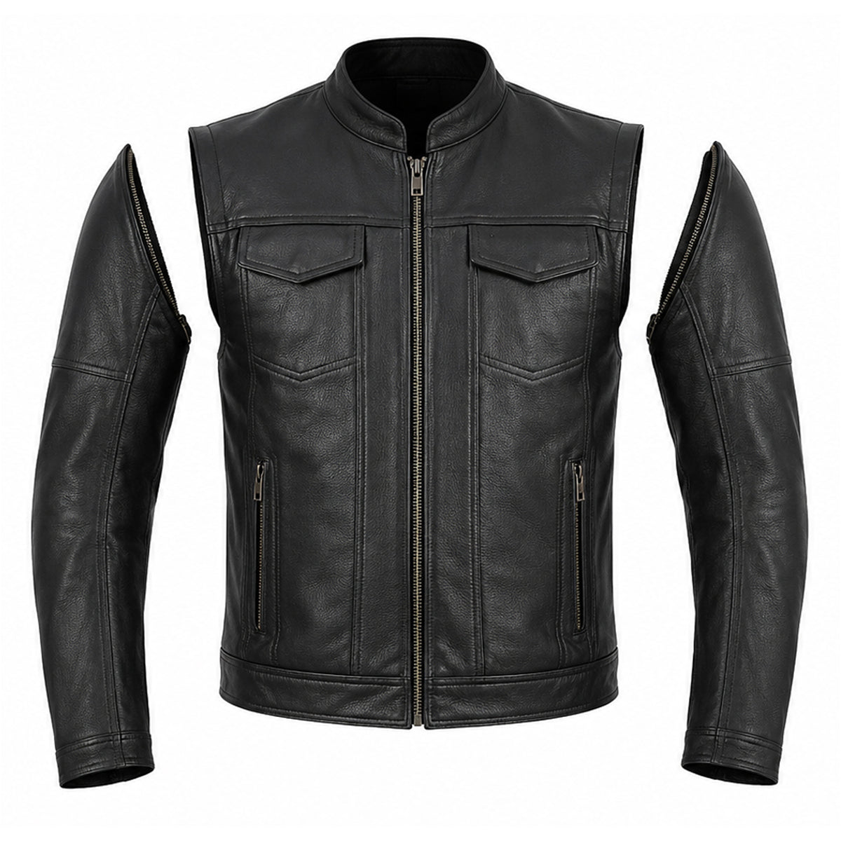 Maverick - Men’s Convertible Leather Motorcycle Jacket
