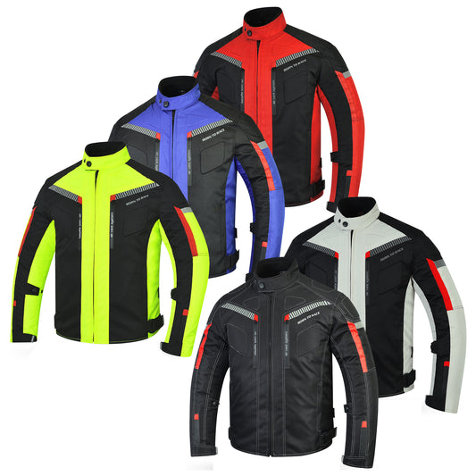 Men’s Motorcycle Cordura Textile Waterproof Jacket Touring & Riding Jackets With EVA Foam Padding All Season Wear