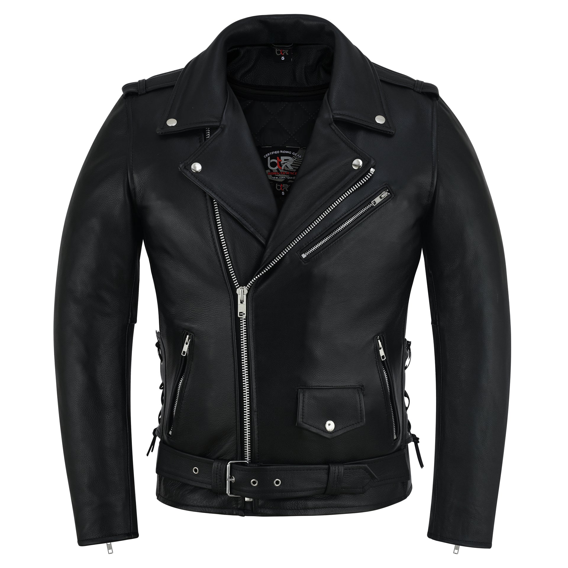 Rebel Brando Men's Leather Motorcycle Jacket Black / 5XL