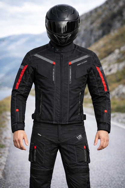 TourPro Waterproof Motorcycle Riding Suit for Men – 600D Cordura Jacket & Pants Set