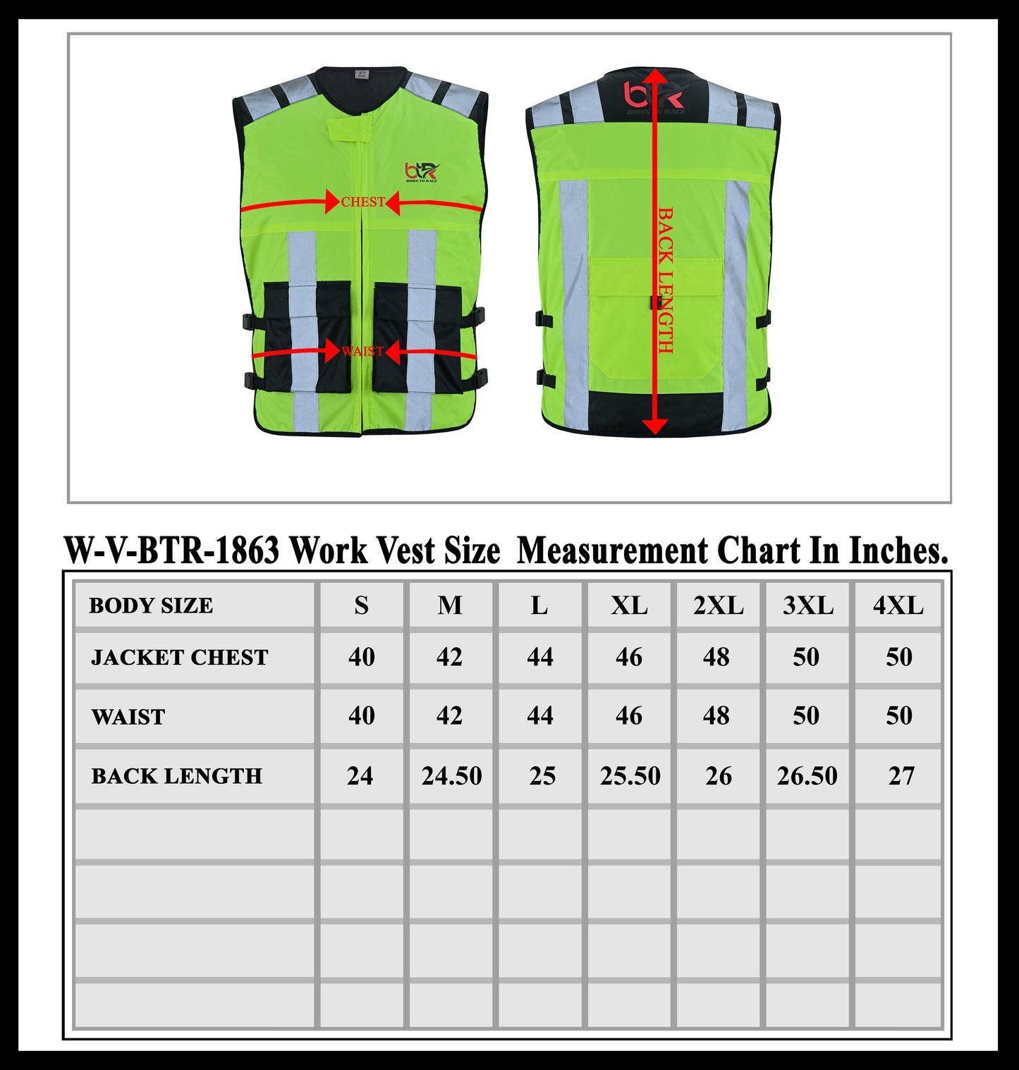 High Visibility Safety Sleeveless Vest For Men & Women