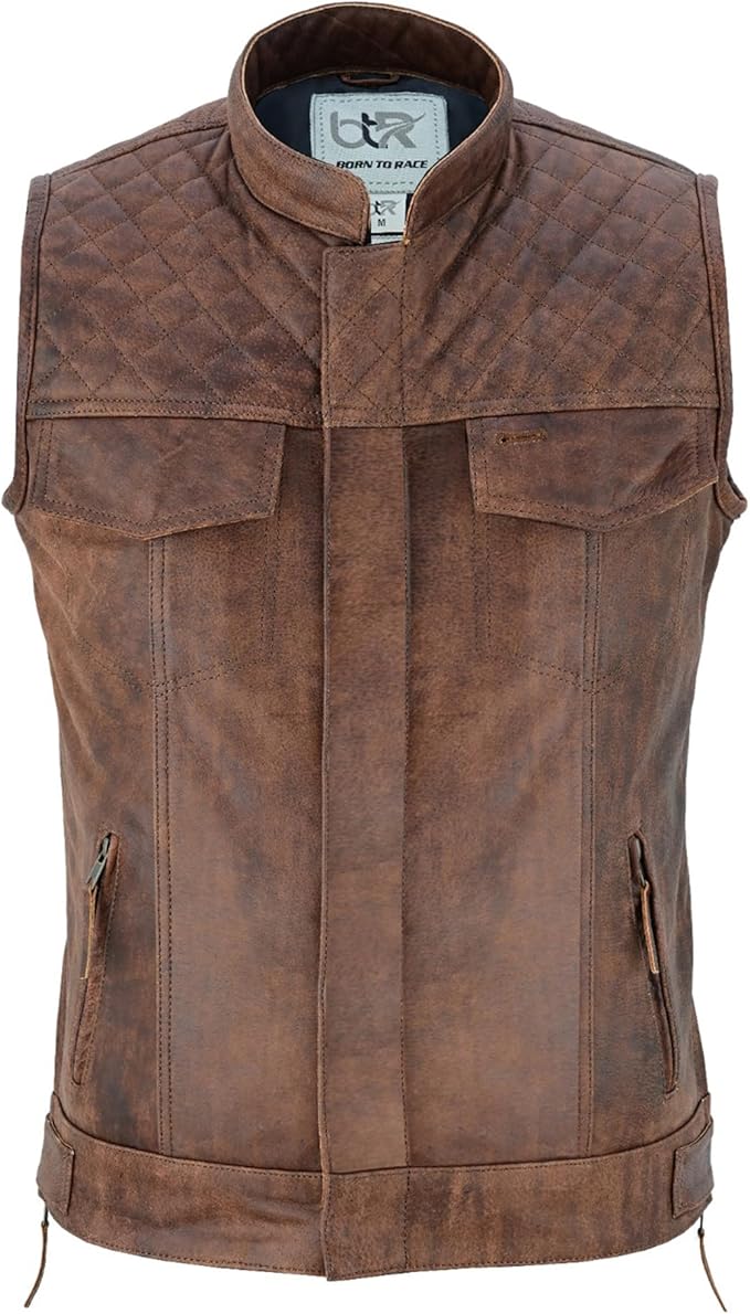 Quilted Leather Motorcycle Vest