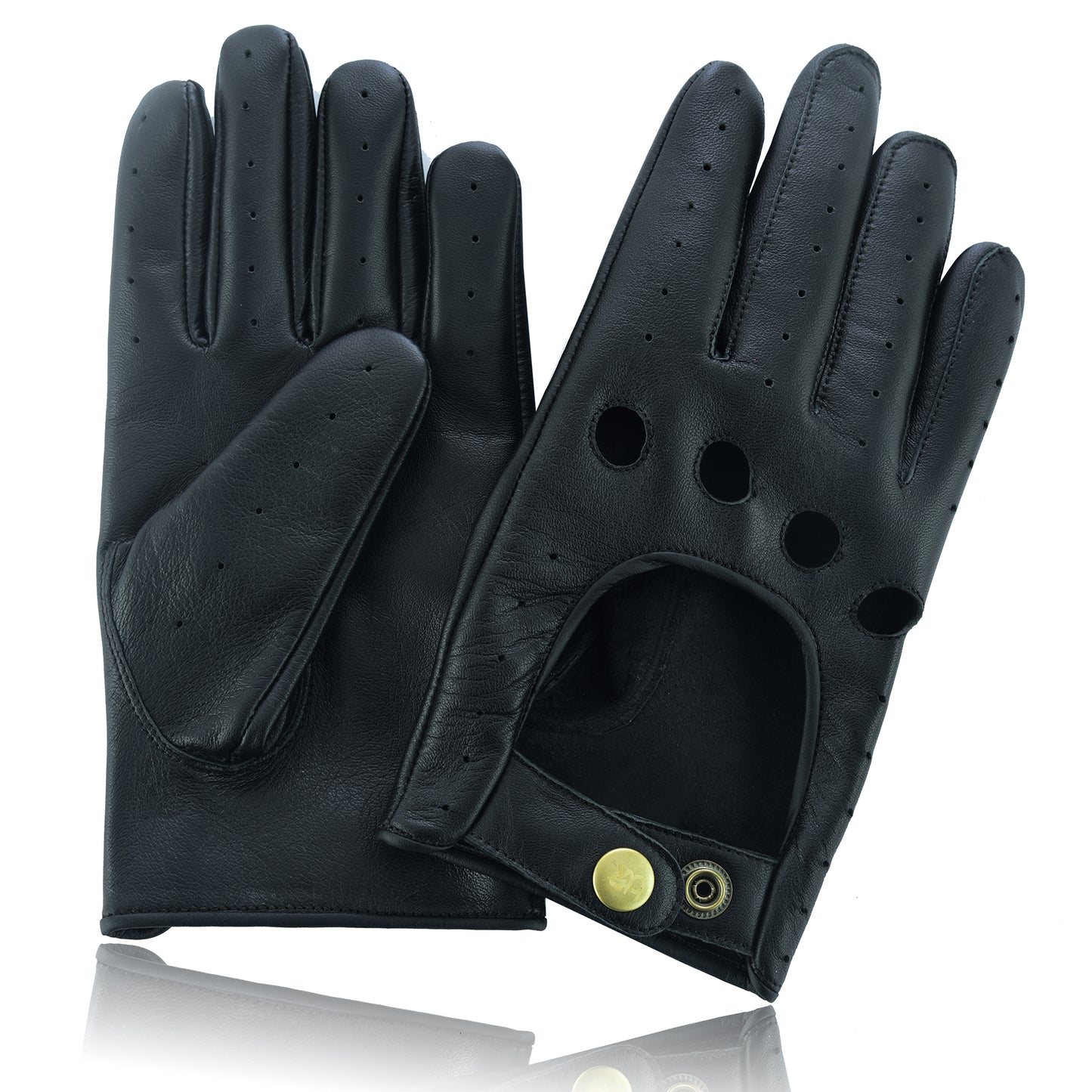 Men Leather Driving Full Finger Gloves