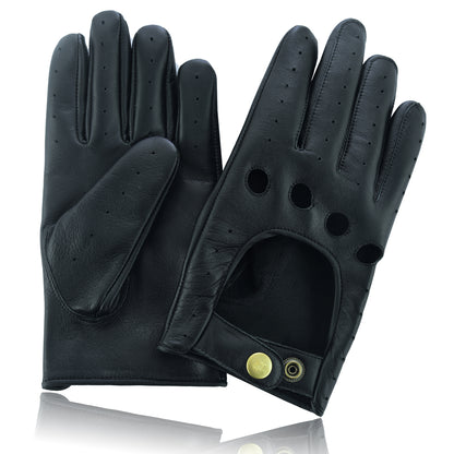 Men Leather Driving Full Finger Gloves