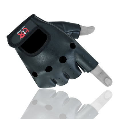 Men’s Premium Vegan PU Leather Fingerless Driving Gloves – Non-Slip Steering & Driving Gloves