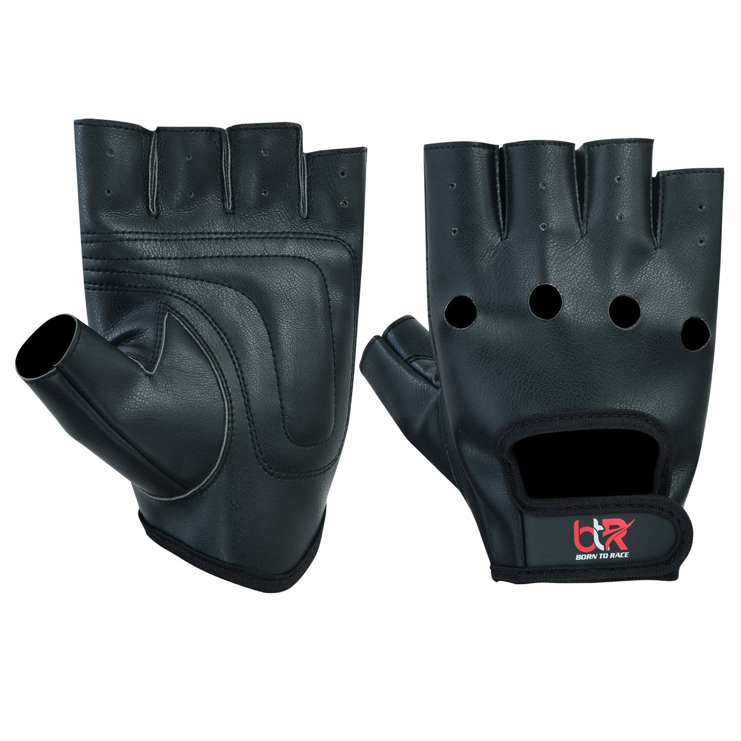 Men’s Premium Vegan PU Leather Fingerless Driving Gloves – Non-Slip Steering & Driving Gloves