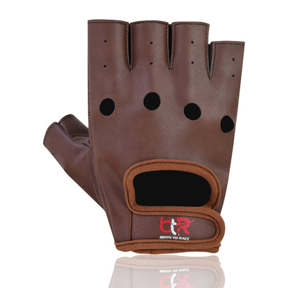 Men’s Premium Vegan PU Leather Fingerless Driving Gloves – Non-Slip Steering & Driving Gloves