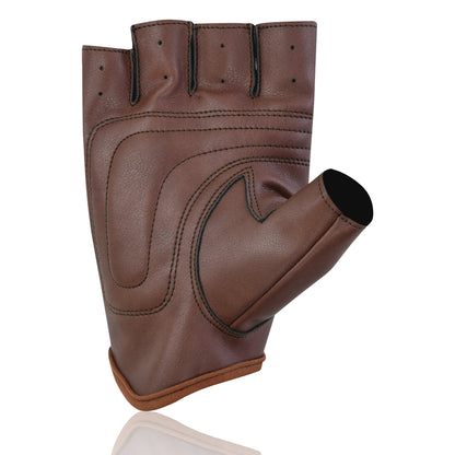 Men’s Premium Vegan PU Leather Fingerless Driving Gloves – Non-Slip Steering & Driving Gloves