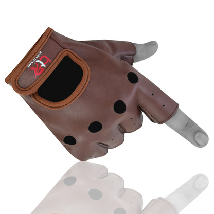 Men’s Premium Vegan PU Leather Fingerless Driving Gloves – Non-Slip Steering & Driving Gloves