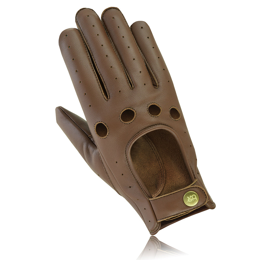 Men Leather Driving Full Finger Gloves
