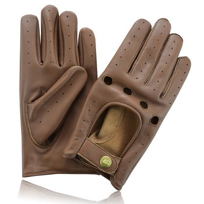 Men Leather Driving Full Finger Gloves