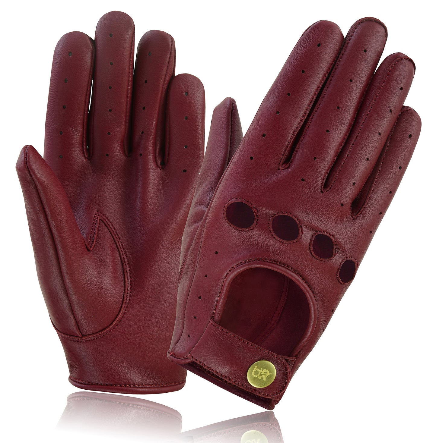 Men Leather Driving Full Finger Gloves