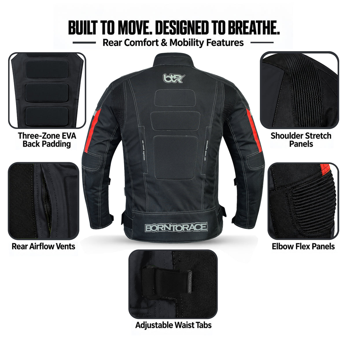 Men's Waterproof Cordura Motorcycle Jacket EVA - Touring & Riding