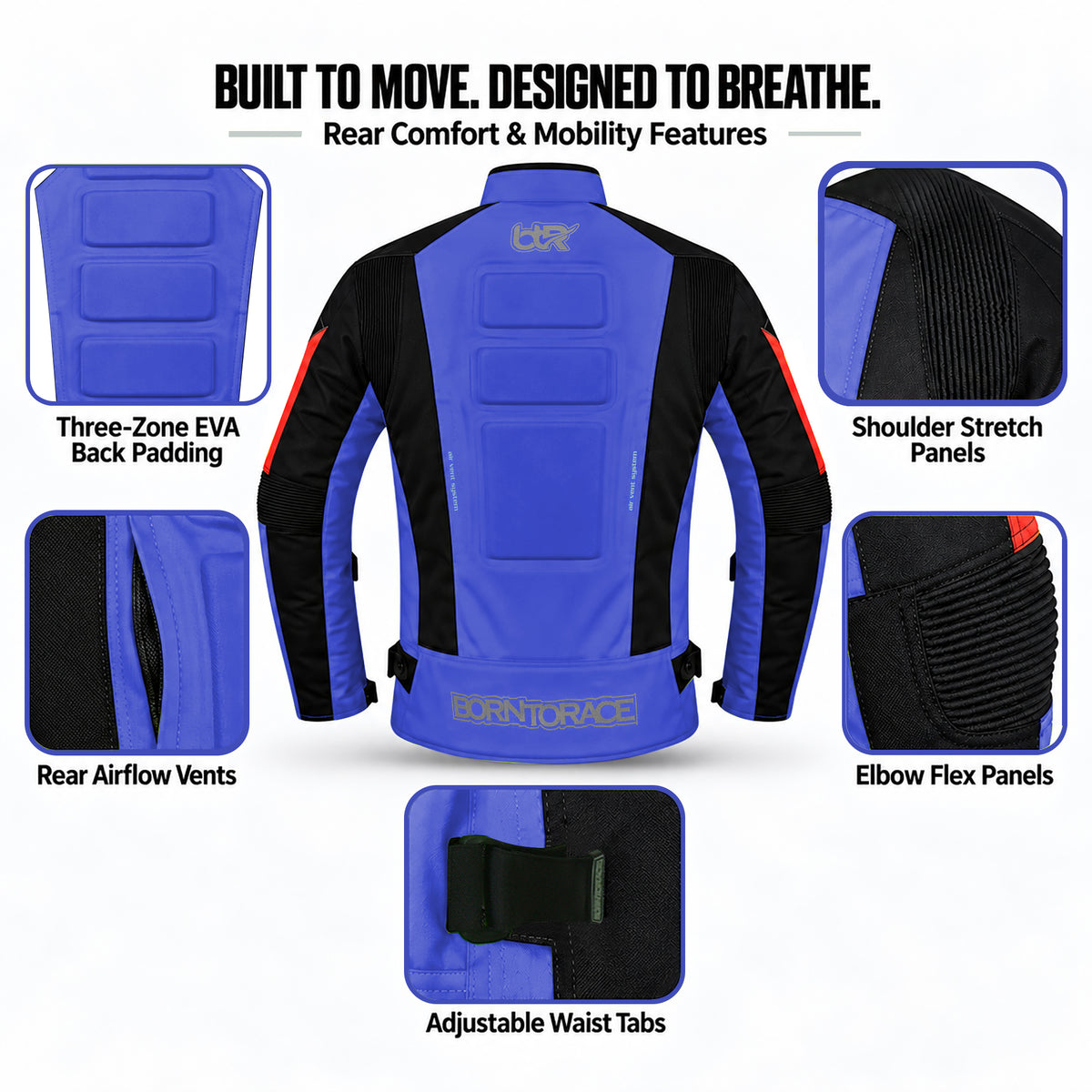 Men's Waterproof Cordura Motorcycle Jacket EVA - Touring & Riding