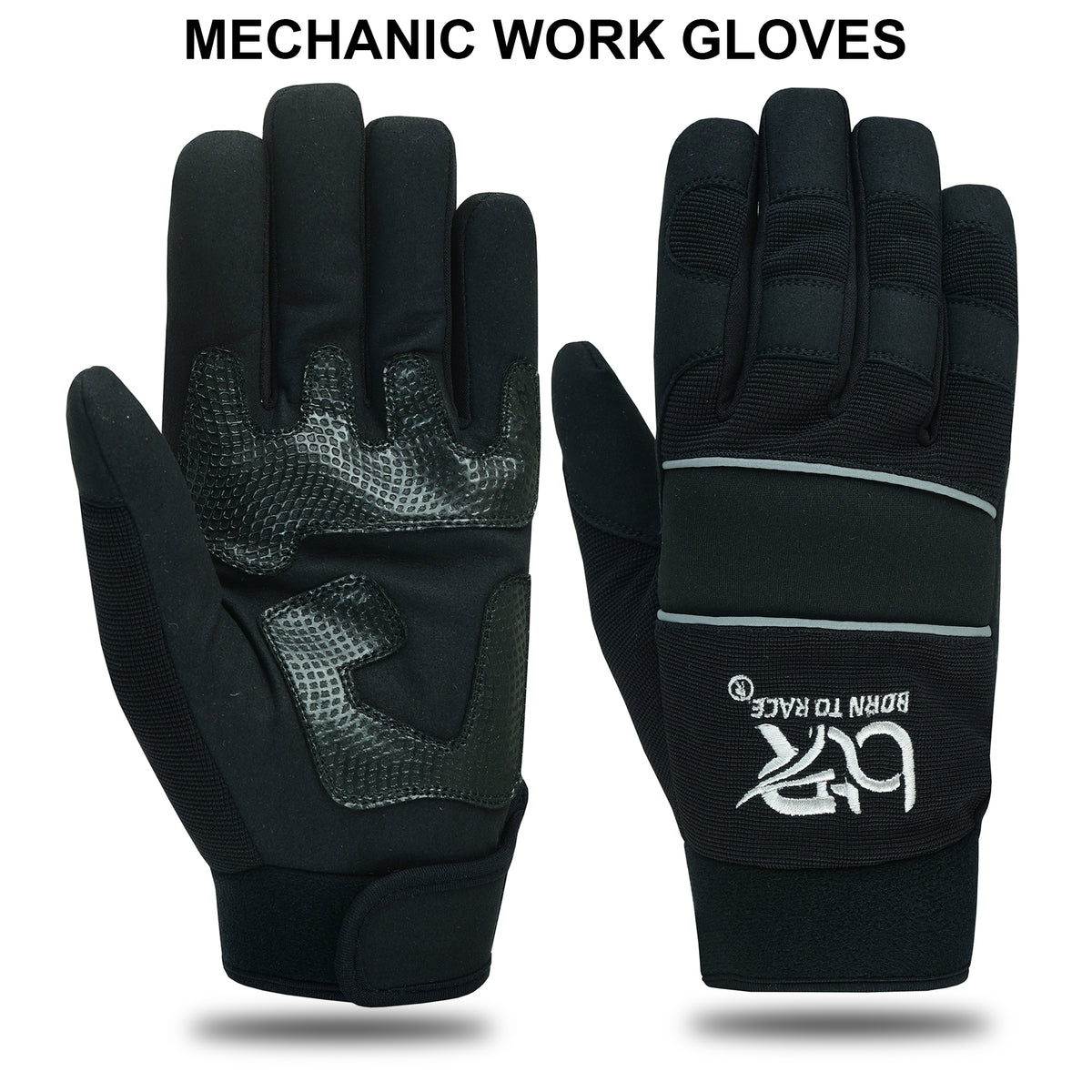 Mechanic Work Gloves Padded Safety with Elastic Cuff