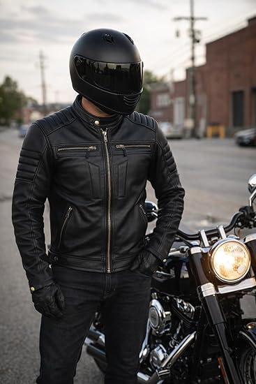 Roadstar Men's Biker Leather Motorcycle Jacket