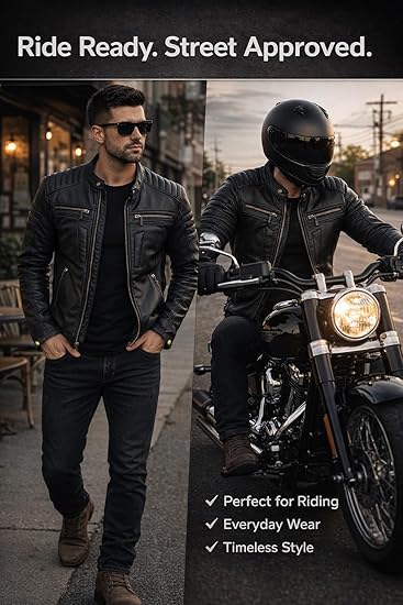 Roadstar Men's Biker Leather Motorcycle Jacket
