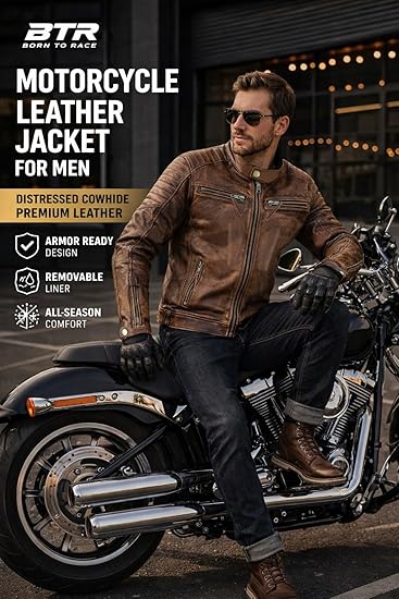 Roadstar Men's Biker Leather Motorcycle Jacket